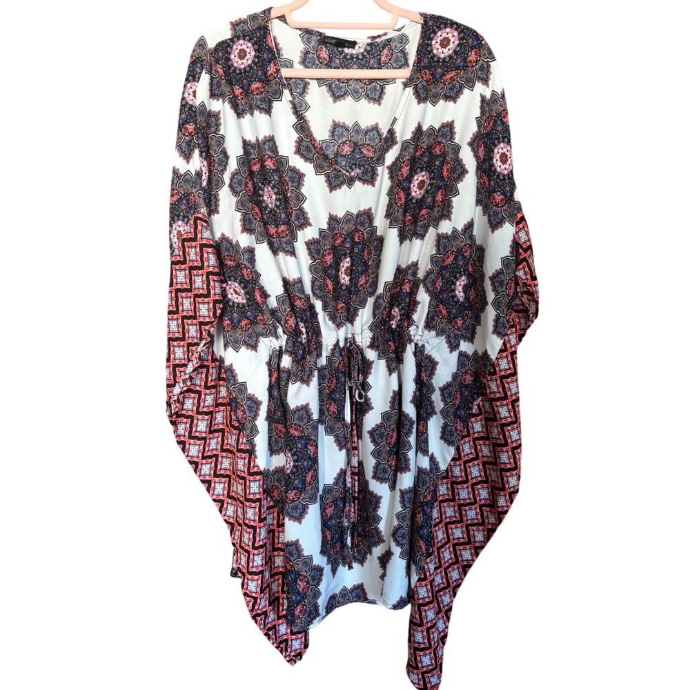 Bebop Boho Dress L‎ Mixed Print Kimono Sleeve Festival Vacation Aesthetic